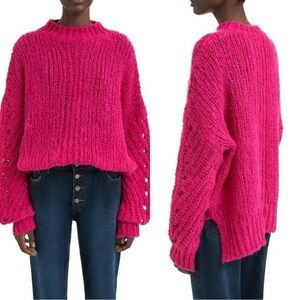 Bimba Y Lola Fucsia Crew Neck Knit Sweater Size Small​​​​